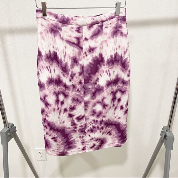 Bcbg Generation Satin Tie Dye Pencil Skirt Slit 4 - Picture 5 of 5